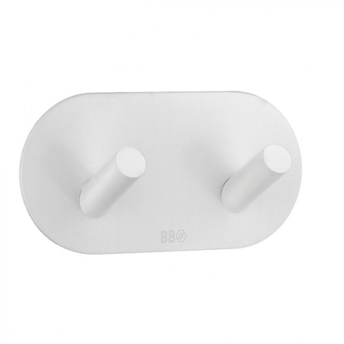 SO - BB - BX1091 - Samolepiaci vešiak na uteráky dvojitý Biela matná