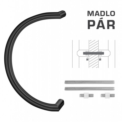 FT - MADLO kód K16 Ø 30 mm UN pár Čierna matná