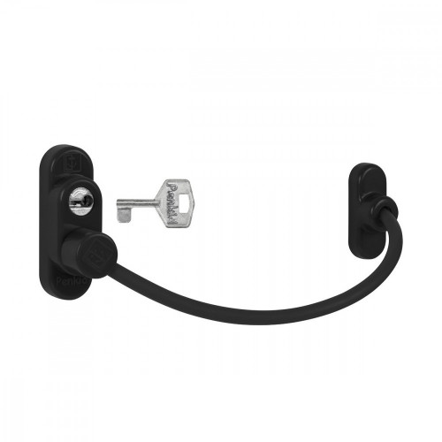 PD - Lankový zámok na okno s uzamykaním Čierna matná