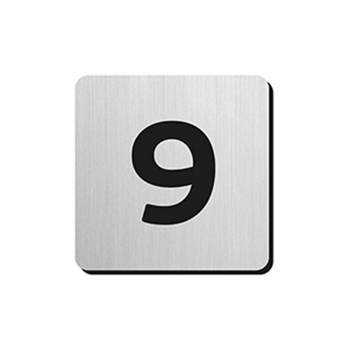 JNF - PIKTOGRAM ČÍSLICA "9" IN.34.300 - 75 mm - nalepovacia Nerez matná