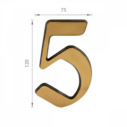 SS - DOMOVÁ ČÍSLICA  "5" -  120 mm Bronz matný