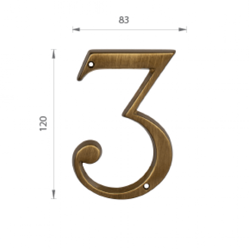 MPK - DOMOVÁ ČÍSLICA "3"- 120 mm Bronz matný