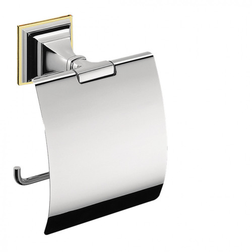 CB - PORTOFINO  B3291 + B3200OZ - Držiak na toaletný papier s krytom a podložkou Chróm lesklý/Zlatá lesklá