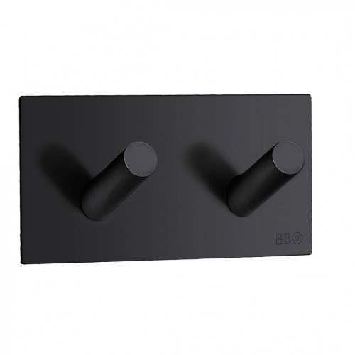 SO - BB - BB1093 - Samolepiaci vešiak na uteráky dvojitý Čierna matná