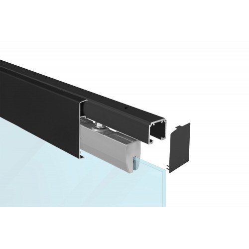 SC - POSUVNÝ SYSTÉM 100 SILENT GLASS 120  KG s krytom na profil Čierna matná