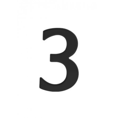 SO - BB - BB983 - DOMOVÁ ČÍSLICA "3" - 50 mm - nalepovacia Čierna matná