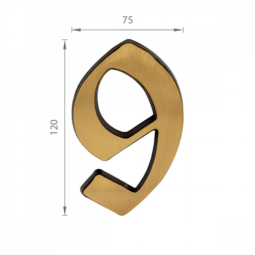 SS - DOMOVÁ ČÍSLICA  "9" -  120 mm Bronz matný
