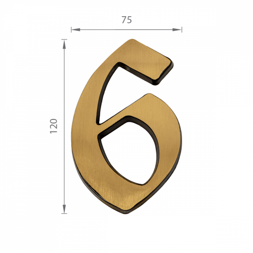 SS - DOMOVÁ ČÍSLICA  "6" -  120 mm Bronz matný