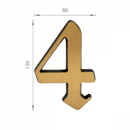 SS - DOMOVÁ ČÍSLICA  "4" -  120 mm Bronz matný