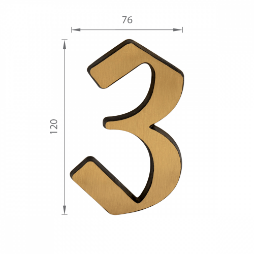 SS - DOMOVÁ ČÍSLICA  "3" -  120 mm Bronz matný