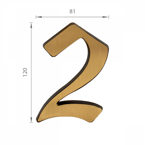 SS - DOMOVÁ ČÍSLICA  "2" -  120 mm Bronz matný