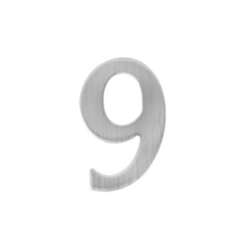 SO - BB - B989 - DOMOVÁ ČÍSLICA "9" - 50 mm - nalepovacia Nerez matná